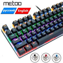 Load image into Gallery viewer, Metoo gaming Mechanical Keyboard Game Anti-ghosting Russian/US blue Black red switch Backlit Wired keyboard for pro gamer