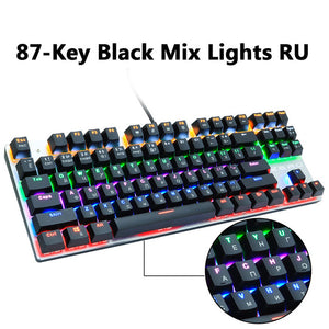 Metoo gaming Mechanical Keyboard Game Anti-ghosting Russian/US blue Black red switch Backlit Wired keyboard for pro gamer