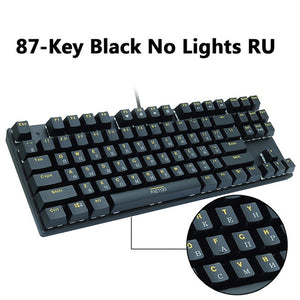 Metoo gaming Mechanical Keyboard Game Anti-ghosting Russian/US blue Black red switch Backlit Wired keyboard for pro gamer