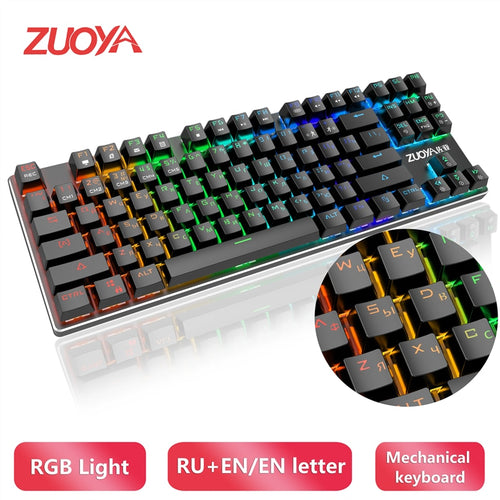 Gaming Mechanical Keyboard Blue Red Switch 87key Anti-ghosting RGB/Mix Backlit LED USB RU/US Wired Keyboard For  Gamer PC Laptop