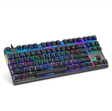 Load image into Gallery viewer, Mechanical Keyboard Backlit RGB LED Wired Computer Gaming Keyboard,Blue/Red Switches, 87 Keys N-Key Rollover (Black and Pink)