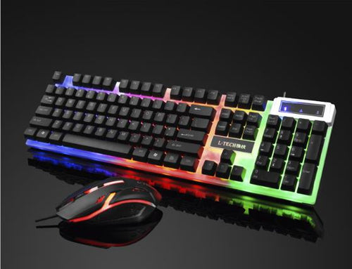 Waterproof keyboard set metal computer colorful backlit gaming keyboard mechanical feel 104 keyboard