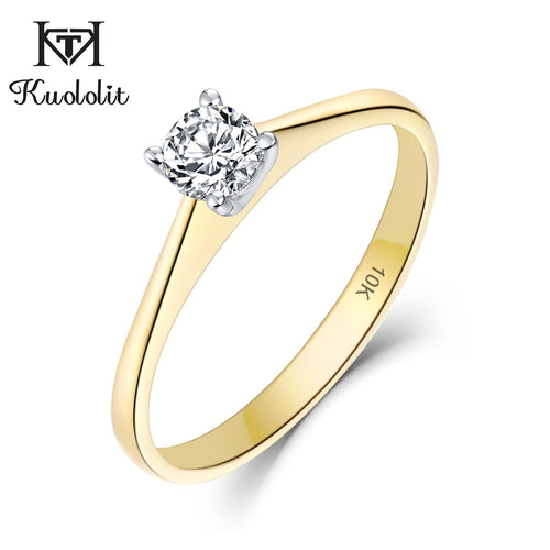 Kuololit 10K Yellow &White Gold 100% Natural Moissanite D Gemstone Rings for Women Wedding Engagement Bride Gifts Fine Jewelry