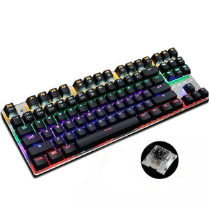 Metoo 87-Key Mechanical Backlit Gaming Keyboard Wired Anti-ghosting 9 LED Lighting Modes Black Switch for CS Gamer PC Computer