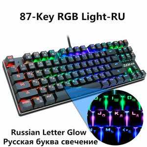 Gaming Mechanical Keyboard Blue Red Switch 87key Anti-ghosting RGB/Mix Backlit LED USB RU/US Wired Keyboard For  Gamer PC Laptop