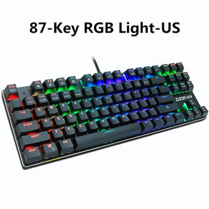 Gaming Mechanical Keyboard Blue Red Switch 87key Anti-ghosting RGB/Mix Backlit LED USB RU/US Wired Keyboard For  Gamer PC Laptop