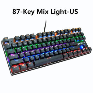 Gaming Mechanical Keyboard Blue Red Switch 87key Anti-ghosting RGB/Mix Backlit LED USB RU/US Wired Keyboard For  Gamer PC Laptop